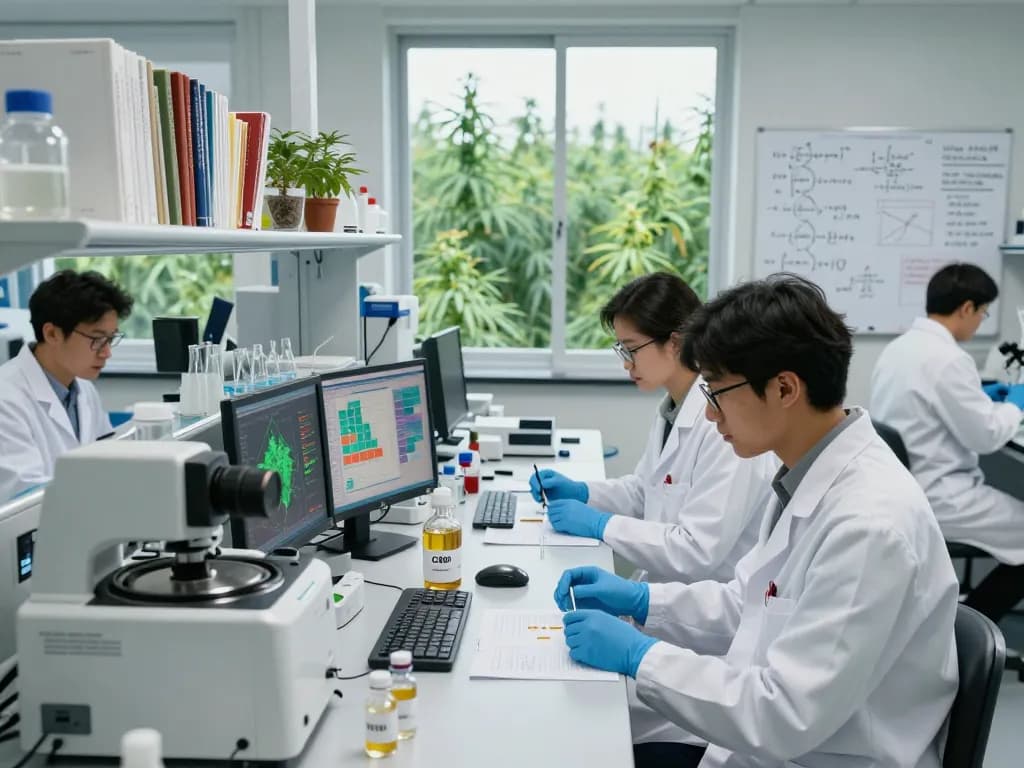 Cannabinoid manufacturer Europe team conducting research in state-of-the-art lab.