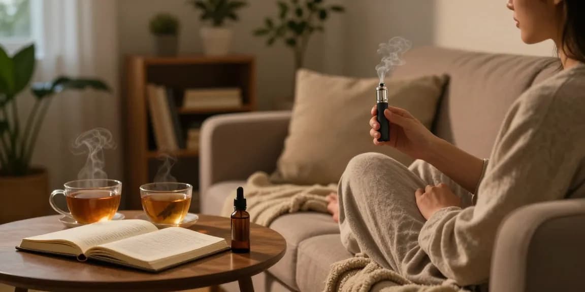 Enjoy the pure experience of a thc weed vape while relaxing with CBD oil and herbal tea.