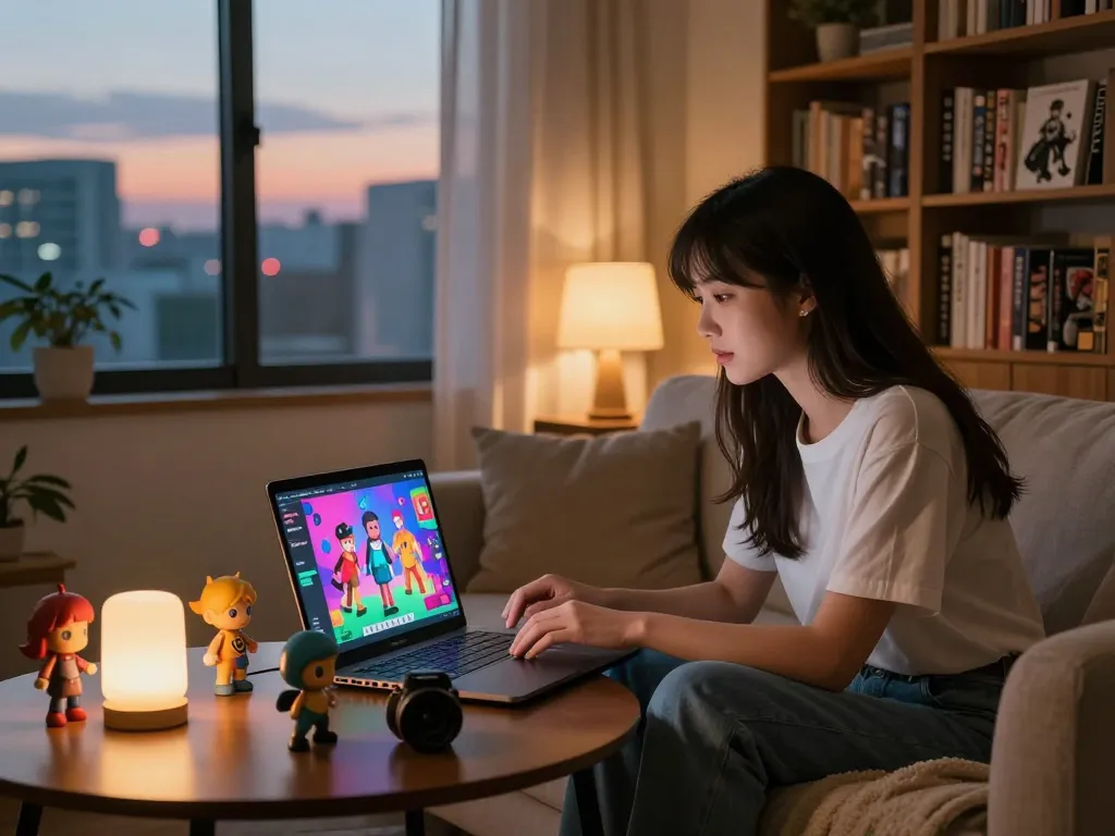 Engaging NSFW chat scene with AI characters in a cozy setting