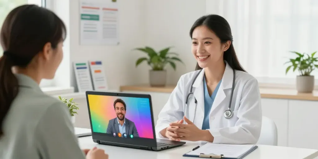 Consultation scene for obtaining Ohio MMJ card through telemedicine.