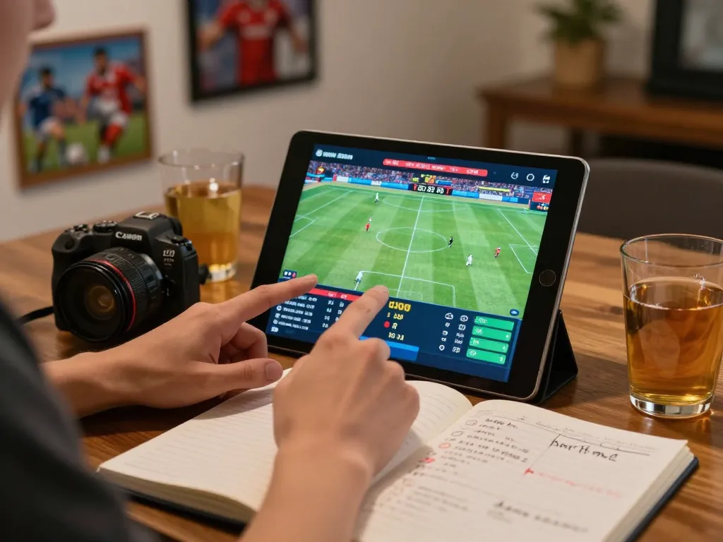 Experience live betting on sports with RR 88 in a vibrant home setup featuring engaging tablet interface.