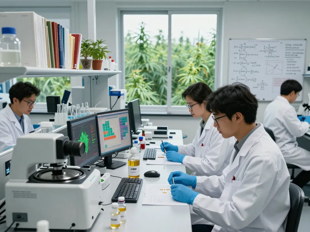 Cannabinoid manufacturer Europe team conducting research in state-of-the-art lab.