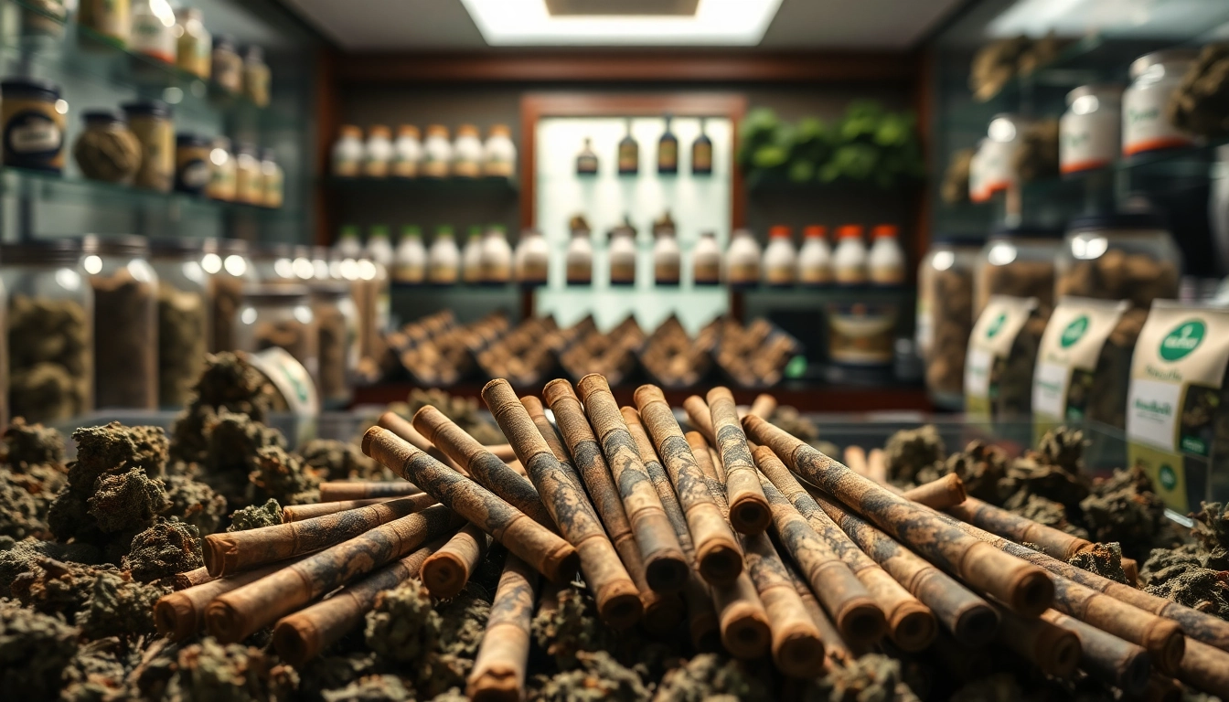 Visualizing the cost of ounce of weed alongside premium pre-rolled joints in an inviting dispensary.