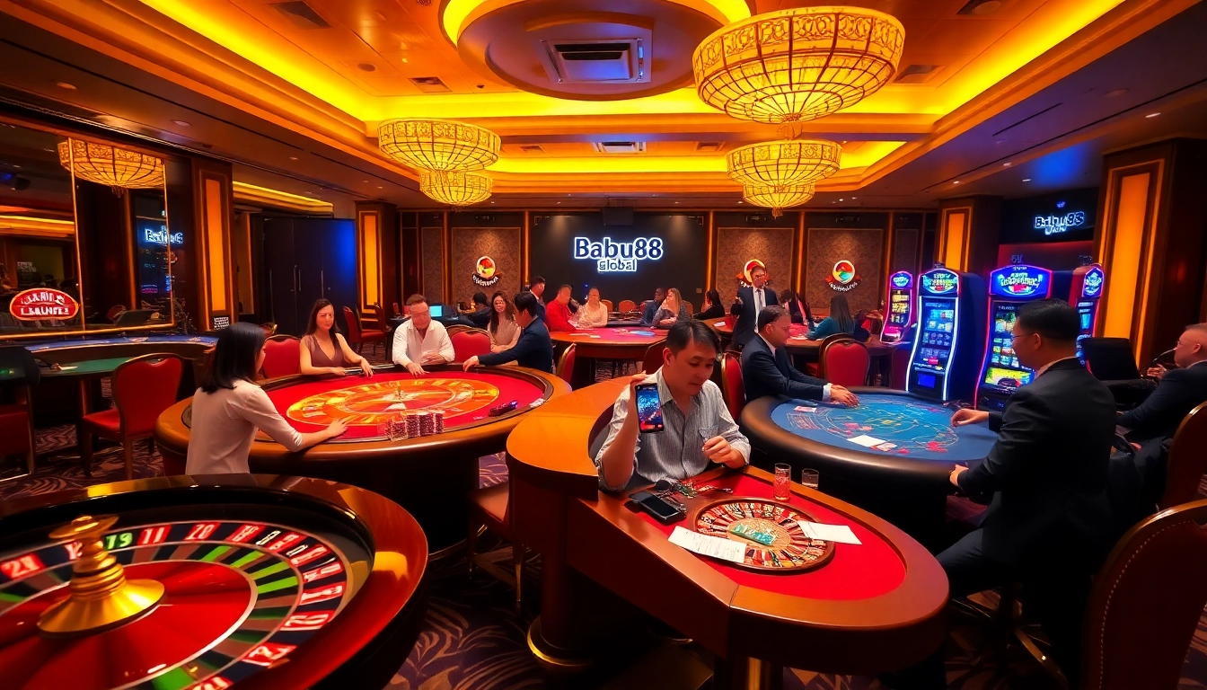 Engage with thrilling games at Babu88.global casino featuring poker tables and vibrant slots.