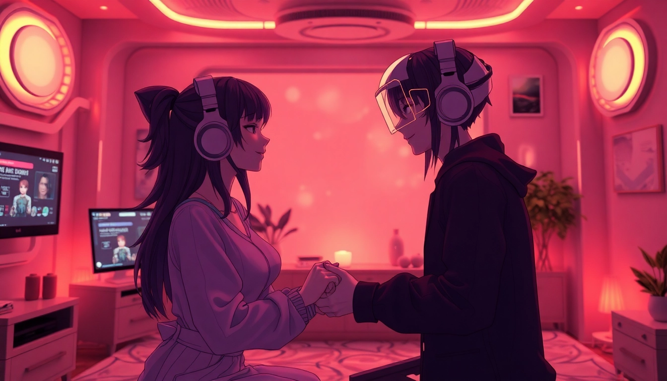 Engaging scene of character AI NSFW interaction in a cozy virtual room, showcasing emotional depth and playful intimacy.