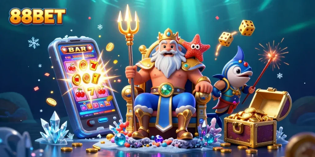 Experience thrilling wins with 88BET amidst a vibrant underwater casino adventure