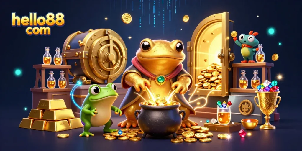 Experience the excitement of hello88 com's magical casino with golden alchemist and treasures.